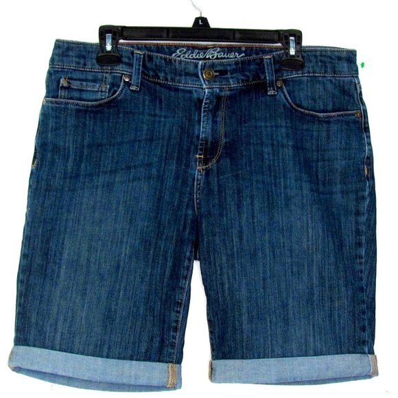 Womens Eddie Bauer Dyed Denim Bermuda 